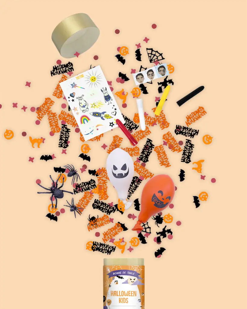Bombe de table durable Halloween Kids de Happy Moment by Artoz - contenu