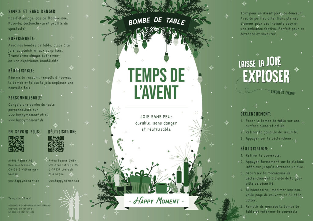Bombe de table durable Temps de l’Avent de Happy Moment by Artoz - A4 Autocollant avec contenu
